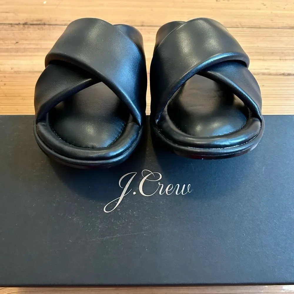 J. Crew Menorca padded cross-strap sandals in leather. Size 8. NWT, NIB.
